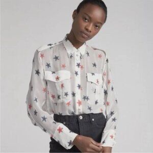 NEW Rag & Bone Pearson silk star blouse, SM